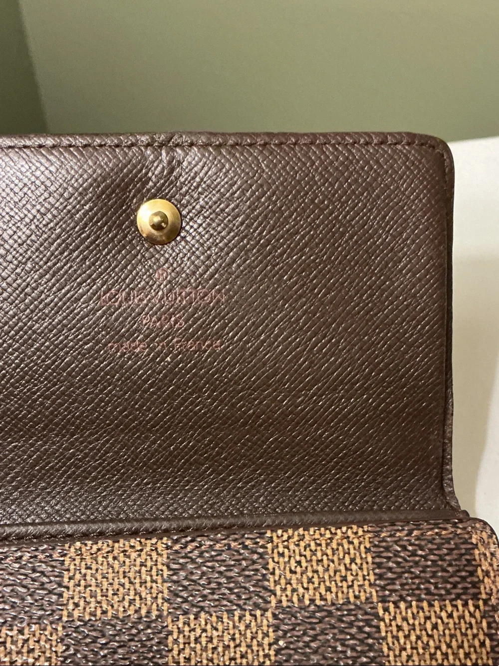 Louis Vuitton Brown Tan Damier Compact Wallet with Snap with COA
